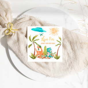Dinosaur Three Rex Birthday Party Napkin