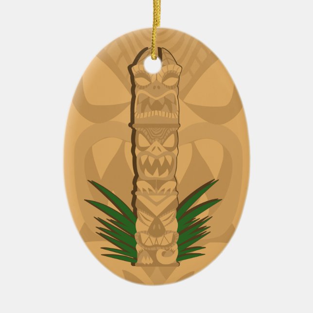 Dinosaur Tiki Totem Ceramic Ornament (Front)