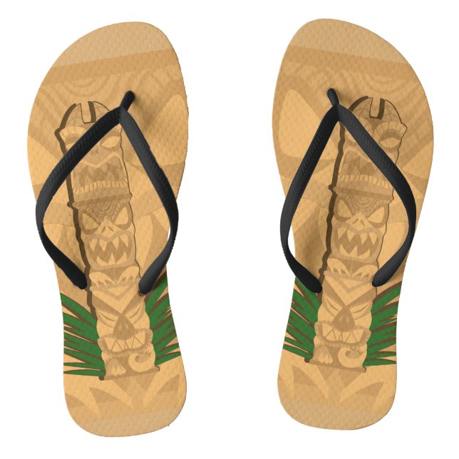 Dinosaur Tiki Totem Flip Flops (Footbed)