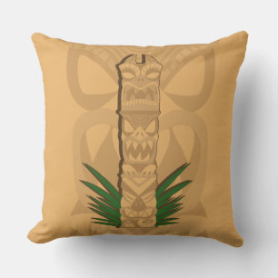 Dinosaur Tiki Totem Throw Pillow