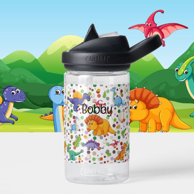 Dinosaur Toddler Personalize Name Durable Water Bo Water Bottle (Creator Uploaded)