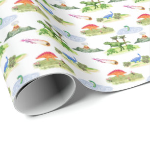 Dinosaur Toile (Original Colors) Wrapping Paper