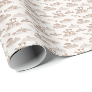 Dinosaur Toile (Tan) Wrapping Paper