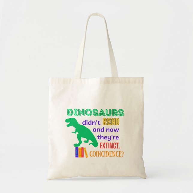 Dinosaur Tote Library Bag (Front)