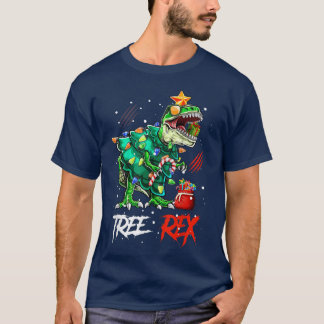 Dinosaur Tree Re Christmas Lights Funny  T-Shirt