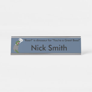 Dinosaur TRex Boss Day Personalize Desk Name Plate
