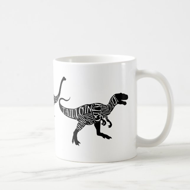 Dinosaur Trex diplodocus Meat Cuts Chart diagram Coffee Mug (Right)