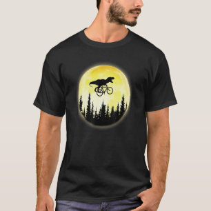 Dinosaur Trex In Space Riding Bike On Moon Dino T-Shirt