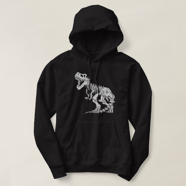 Dinosaur TRex Skeleton Paleontologist Dino Bones F Hoodie (Design Front)