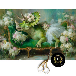 Dinosaur Triceratops Floral Ballerina Decoupage  Tissue Paper