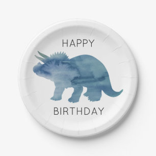 Dinosaur Triceratops Happy Birthday Party Plates