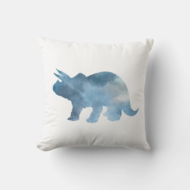 Dinosaur (Triceratops) Silhouette Throw Pillow (Front)