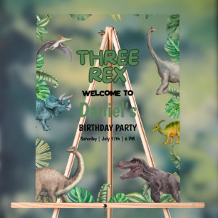 Dinosaur Trois rex Anniversaire Invitation T Rex P