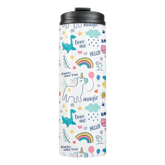 Dinosaur Tumbler, Insulated Tumbler, Rainbow Tumbl Thermal Tumbler (Front)
