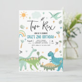 Dinosaur Two Rex 2nd Birthday Party Invitation (Standing Front)