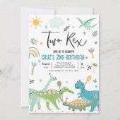Dinosaur Two Rex 2nd Birthday Party Invitation (Front)