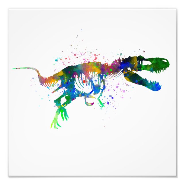 dinosaur Tyrannosaurus rex watercolor silhouette Photo Print (Front)