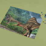 Dinosaur Tyrannosaurus Spinosaurus   Jigsaw Puzzle<br><div class="desc">This design may be personalized by choosing the Edit Design option. You may also transfer onto other items. Contact me at colorflowcreations@gmail.com or use the chat option at the top of the page if you wish to have this design on another product or need assistance. See more of my designs...</div>