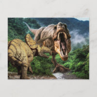 Dinosaur Tyrannosaurus Tricératops Attaque Carte p