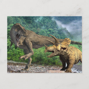 Dinosaur Tyrannosaurus Triceratops  Postcard