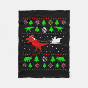 Dinosaur Ugly Christmas For Adults Kids Fleece Blanket