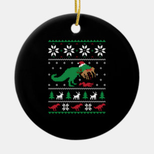 Dinosaur Ugly Christmas Funny Christmas   Ceramic Ornament