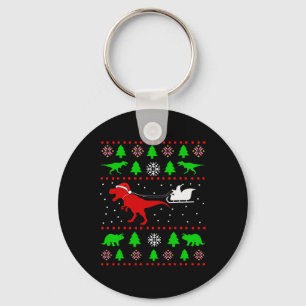Dinosaur Ugly Christmas Sweater For Adults Kids  Keychain
