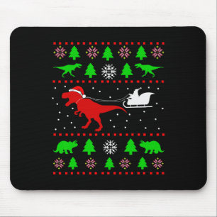 Dinosaur Ugly Christmas Sweater For Adults Kids  Mouse Pad