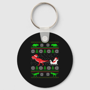 Dinosaur Ugly Christmas Sweater Funny Christmas  Keychain