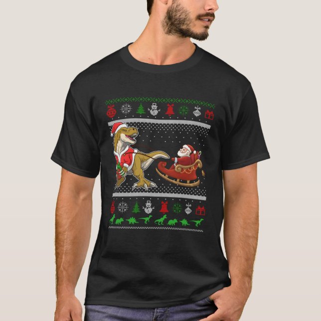 Dinosaur Ugly Christmas Sweater Kids Xmas Trex Xma (Front)