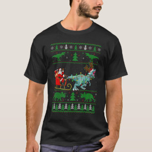 Dinosaur Ugly Xmas Santa Ride Rex Dinosaur Christm T-Shirt