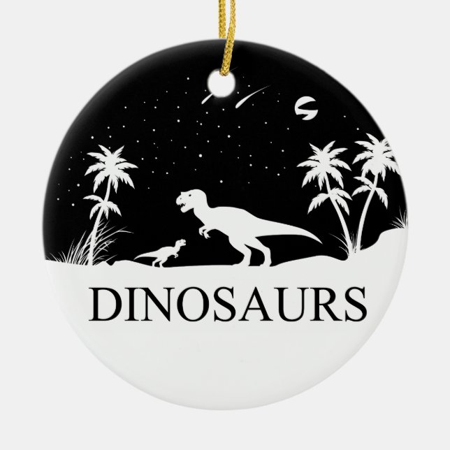 Dinosaur Under The Stars Ceramic Ornament (Front)