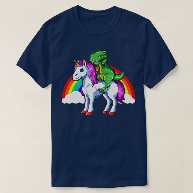 Dinosaur Unicorn Dinosaur Riding Unicorn T Rex Rai T-Shirt (Design Front)