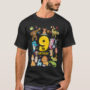 Dinosaur Unicorn Flamingo Llama 9 Year 9th Birthda T-Shirt