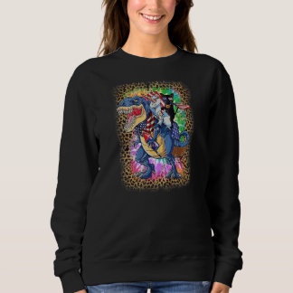 Dinosaur Unicorn Panther 4th Of July Leopard Tie D Sweatshirt