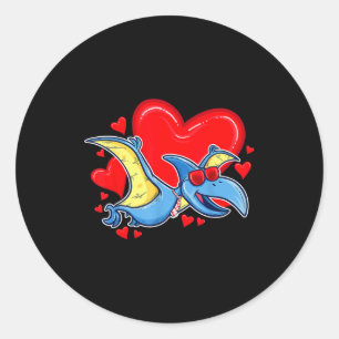 Dinosaur Valentine Heart Pterodactyl Valentines Da Classic Round Sticker