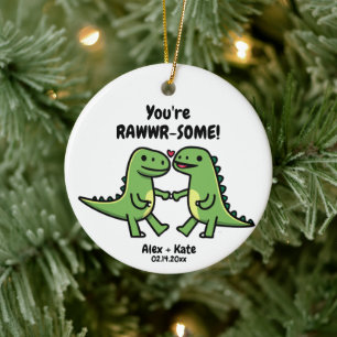 Dinosaur Valentines  Ceramic Ornament