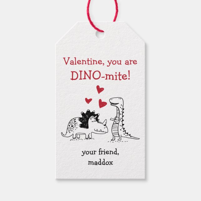Dinosaur Valentine's Day Tag (Front)