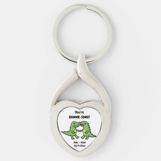 Dinosaur Valentines  Keychain (Front)