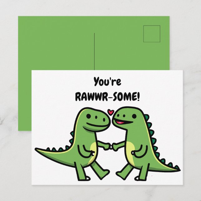 Dinosaur valentines  postcard (Front/Back)