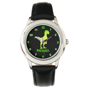 Dinosaur Velociraptor Green Silhouette Watch