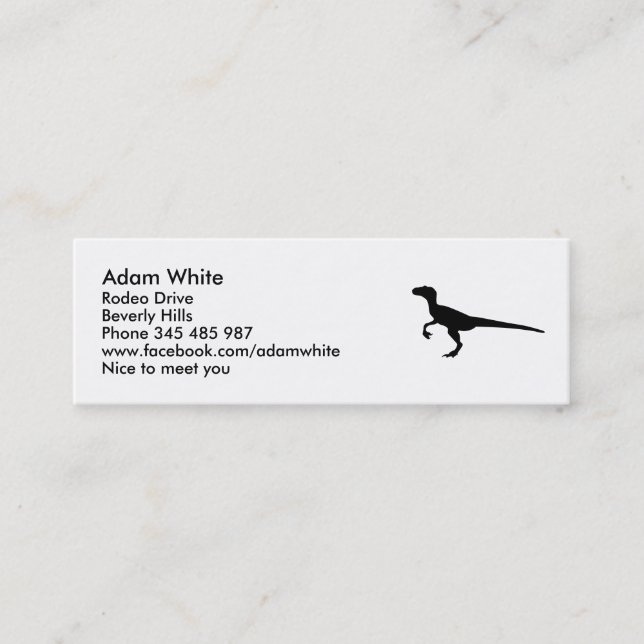 Dinosaur velociraptor mini business card (Front)