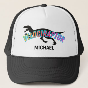 Dinosaur Velociraptor Neon Trucker Hat
