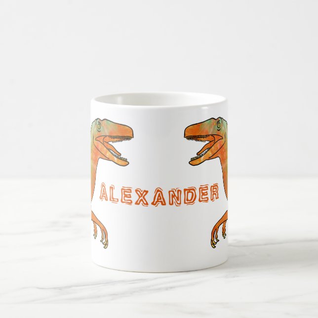 Dinosaur velociraptor Personalized  Coffee Mug (Center)