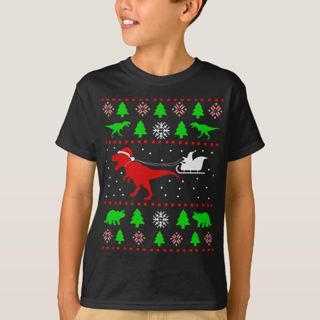 Dinosaur Vilain Sweat de Noël pour adultes (Devant)