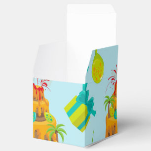Dinosaur Volcano Birthday Cake Dino Eggs Balloons Favor Box