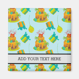 Dinosaur Volcano Birthday Cake Dino Eggs Balloons Magnet