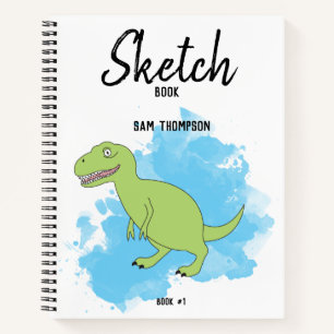 Dinosaur Watercolor Background Kids Sketchbook Notebook
