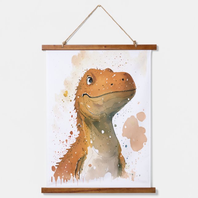 Dinosaur watercolor illustration hanging tapestry (Front)