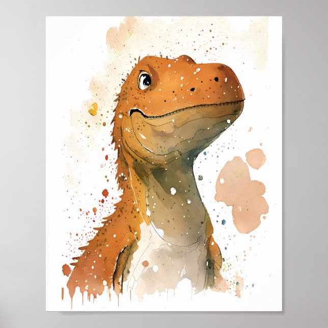 Dinosaur watercolor illustration poster (Front)